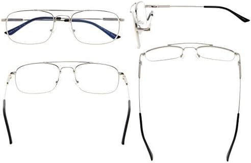Eyekepper Blue Light Blocking Readers Memory Titanium Computer Reading Glasses Men Women, Transparent Lens (Silver,+1.75)