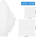 100 White Scalloped Cocktail Napkins, 3 Ply 5 x 5 Inch Beverage Napkins Paper Napkins Disposable Luncheon Napkins for Wedding Birthday Party Bridal Anniversary Baby Shower