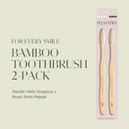 Plus Ultra 2-Pack Bamboo Toothbrush - BPA Free Soft Bristle - Dentist-Approved and All-Natural with Brush Smile Repeat and Hello Gorgeous Etched on Handles