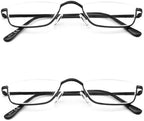 Half Reading Glasses, Half Lens Frame Metal Readers for Women Men