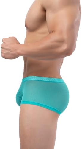 Men's Lace Boxer Briefs Breathable Pouch Shorts Semi Sheer Bulge Trunks Under Panties for Men