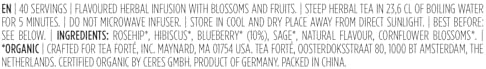 Tea Forte Blueberry Merlot Premium Organic Caffeine-Free Herbal Tea Blend Event Box, Bulk Pack 40 Count, 10 per tray Individually Wrapped Handcrafted Pyramid Infusers