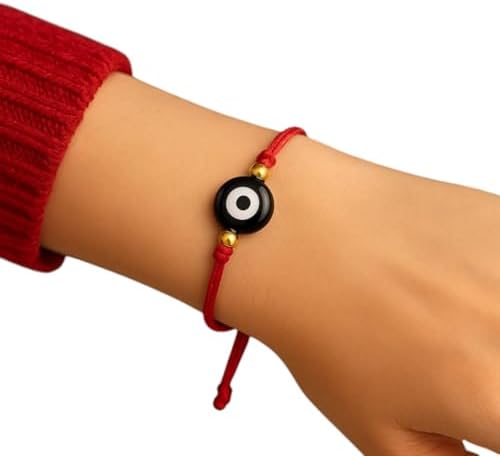 Evil Eye Red String Bracelet, Kabbalah Protection, Adjustable, Unisex Adult