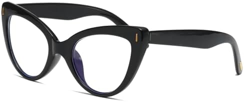 Viseng Womens Oversized Cateye Reading Glasses Blue Light Computer Glasses Stylish Reader (black +1.5)