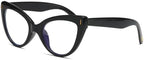 Viseng Womens Oversized Cateye Reading Glasses Blue Light Computer Glasses Stylish Reader (black +2.5)