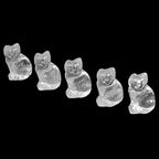 Justinstones Carved Natural Clear Quartz Cat Guardian Statue Home Decor Reiki Chakra Healing Crystal Desk Gemstone Decoration Stone Crafts Gemstone Collectible Gift