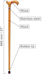 Dr. Watson Classic Derby Walking Cane – Handcrafted Ash Wood Cane with Polished Stainless Steel Collar