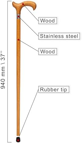 Dr. Watson Classic Derby Walking Cane – Handcrafted Ash Wood Cane with Polished Stainless Steel Collar