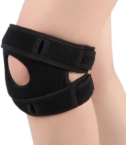 Knee Brace for Women Men, Knee Support Strap Stabilizer with Gel Pads for Running, Jumping, Basketball, Tennis, Patella Knee Brace for Pain Relief, Arthritis, Patellar Tendonitis, Meniscus tear(1,Black)