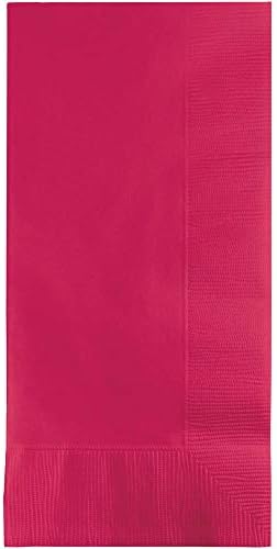 Creative Converting Touch of Color 2-Ply 50 Count Paper Dinner Napkins, Hot Magenta , 7.5" x 4.25" - 67177B