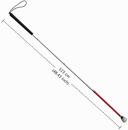 White Cane Aluminum Mobility Folding Cane for The Blind (Folds Down 4 Sections) (123 cm (48.4 inch))