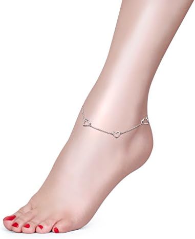 DAOCHONG Anklet for Women S925 Sterling Silver Adjustable Foot Heart Lotus Infinity Moon Srars Flower Pearl Multilayer Layered Ankle Bracelet Beach Jewelry
