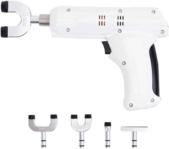 Electric Spinal Chiropractor Massager Spine Chiropractic 4 Heads Chiropractic Adjusting Instrument Tool Electric Correction Gun for Adjust Vertebration Muscle Relaxation