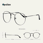 OPULIZE SOL Reading Glasses with Blue Light Blocking for Women and Men, Round Metal Frame, Spring Hinges, Computer Gaming Glasses, Gunmetal Grey +0 (Pack of 1)