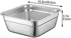 Zerodeko Square Stainless Steel Colander Strainer 9.84 Inch Mesh Basket for Rice Vegetable Washing and Draining Kitchen Utility