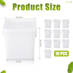 Suzile 10 Pcs 2.2 Gallon Square Bucket with Lid Food Grade Plastic Bucket 10L Utility Industrial Pail with Handle Container for Food Oil Tub Water Fishing Paint House Cleaning Car Washing(White)