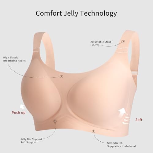 Women Wireless Seamless Bra - Lift & Support Underwire-Free Comfort, Full Coverage T-Shirt Bra