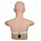 Realistic Female Head Mask Handmade Soft Silicone Disguise Mask with Breast for Halloween Crossdresser Cosplay