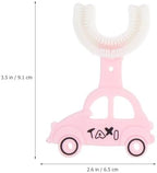 Healifty 3Pcs U-Shaped Toddler Toothbrush Kids: Manual Silicone Brush 360 Soft Bristles Fun Taxi Shape for Boys Girls Sensory Training Mouth Cleaning Age 2-5
