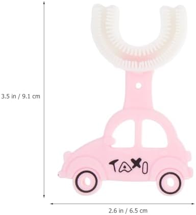 Healifty 3Pcs U-Shaped Toddler Toothbrush Kids: Manual Silicone Brush 360 Soft Bristles Fun Taxi Shape for Boys Girls Sensory Training Mouth Cleaning Age 2-5