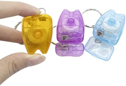 10PCS Dental Floss Keychain, Portable Mint Dental Teeth Floss Key Chain, Tooth Shaped Flat-Line Design Roll Oral Care Tooth Cleaner Hygiene 15M Length (10pcs Dental Floss Keychain)