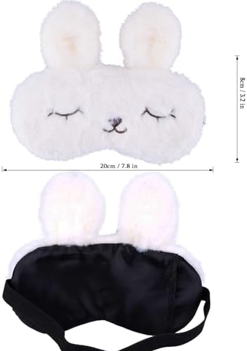 Easter Bunny Sleeping Mask, Soft Fluffy Plush Rabbit Blindfold Novelty Sleep Mask Eye Cover Eyeshade for Kids Girls Boys Women Men Night Nap Travel Meditation (White, Rabbit)
