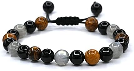 Amazing Gemstone Mood Bracelets for Kids Women Men Manifestation - Labradorite Mariyam Jasper Black Tourmaline Bracelet Set for Men Women Healing Calming Anxiety Stress Relief Gifts (Adjustable)