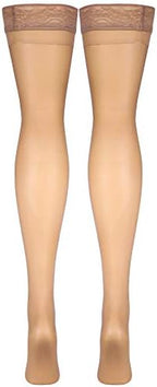 Truform Sheer Compression Stockings, 8-15 mmHg, Women's Thigh High Length, 20 Denier, Beige, Large