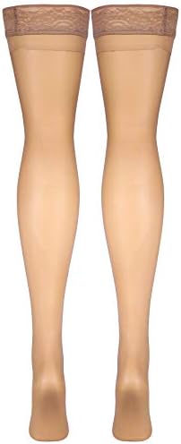 Truform Sheer Compression Stockings, 8-15 mmHg, Women's Thigh High Length, 20 Denier, Beige, Large