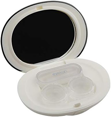 MUDOR Exquisite Contact Lens Case - Mini Travel Kit Box Holder Container Includes Remover Tool with Tweezers and No Leak Contact Case Organizer for Soft & Hard Lens (White)