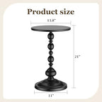 Side Table - Small Round Metal Accent Table for Living Room, Bedroom, Office - Modern Matte Black Pedestal Coffee Table for Small Spaces - 21" Height, Compact Drink Table for Sofa, Corners
