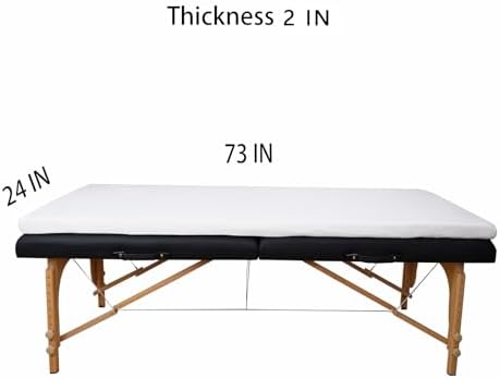 Lash Bed Foam Topper for Massage, 73x24x2 inch White Memory Foam, Removable Cover, Non-Slip Elastic Bands