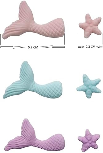 Sentovac 12pcs Edible Mermaid and Starfish Cake Sprinkles | Cake and Cupcake Topper Decorations | Edible Sprinkles for Decorating