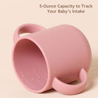 ROCCED Silicone Training Cup for Infants 2 Handles, Toddler Learning Cup Baby Drinking Open Cups Easy Grip Handles Toddler Cup for 6 Months+ 150ml/5oz-Pale Mauve