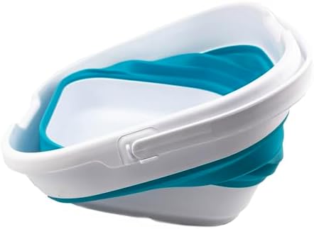 SAMMART 9.5L (2.5 Gallon) Collapsible Rectangular Handy Basket/Bucket (White/Ceramic Blue)