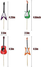Guitar Cupcake Toppers Kid Boy Birthday Cupcake Decorations Kids' Gathering DIY Home Theme Party Food Fruit Cake Picks for Baby Shower Decor(48PCS)