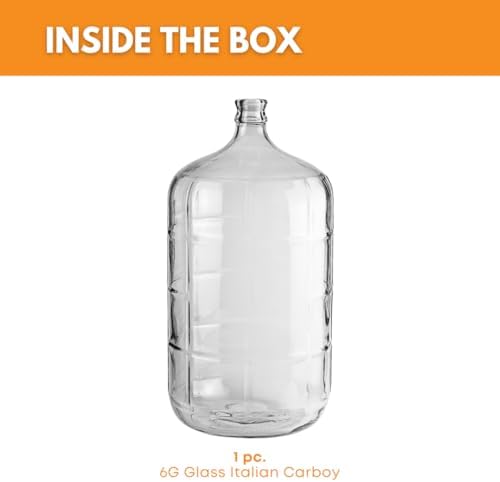 FastRack 6 Gallon Glass Carboy | Clear Fermenter for Wine & Beer | Italian Glass Carboy for Home Brewing, Fermentation Jar & Storage | Durable Wine Carboy & Fermenting Jug | #7 Stopper NOT INCLUDED