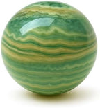 WholesaleGemShop Natural Green Ocean Jasper Quartz 40-45 mm Ball Sphere with Stand Gemstone A+ Hand Carved Crystal Altar Healing Devotional Spiritual Chakra Cleansing Metaphysical Gift for Men Women