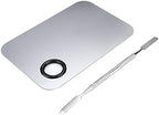 Stainless Steel Cosmetic Makeup Palette, Professional Cosmetic Mixing Makeup Palette Spatula Makeup Artist Tool, Beauty Salon Color Cream Mixing Palette With A Spatula Makeup Nail Art Palette
