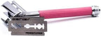 Parker 29L Pink, Long Handle Butterfly Open Double Edge Safety Razor for Women, 5 Parker Premium Platinum Double Edge Razor Blades Included