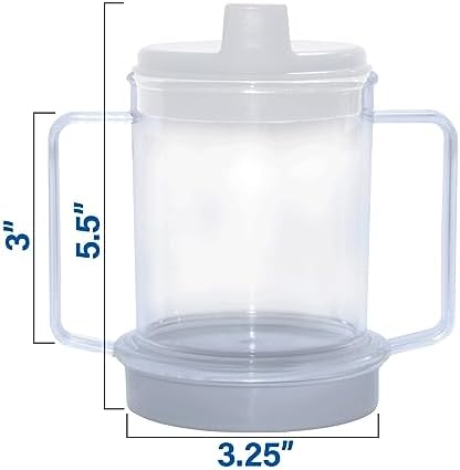 Rehabilitation Advantage Clear Spouted Cup with Two Handles, Weighted