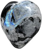 Amazing Gemstone Rainbow Moonstone Crystal Heart Palm Stone - Pocket Massage Worry Stone for Natural Body Chakra Balancing, Reiki Healing and Crystal Grid