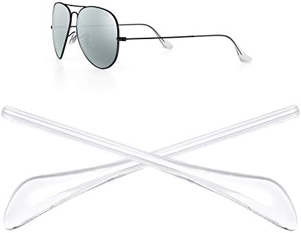 Replacement Temple Tips Ear Socks for Ray-Ban Aviator RB3025 3026 Sunglasses Repair kits Black,Bonus Sunglasses Bag (Clear)