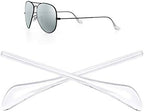 Replacement Temple Tips Ear Socks for Ray-Ban Aviator RB3025 3026 Sunglasses Repair kits Black,Bonus Sunglasses Bag (Clear)