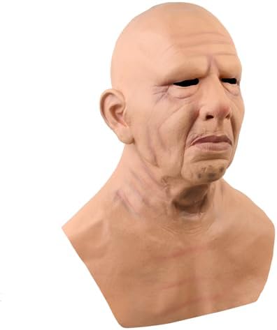 Realistic Old Man Mask Bald Man Humen Face Masks Wrinkle Full Head Mask Halloween Masquerade Costume Props