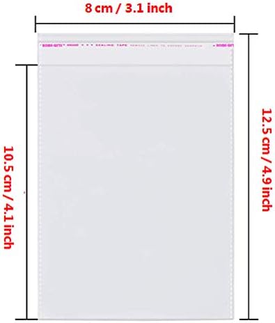 Borningfire 200 Pcs 3x4 Clear Resealable Cello/Cellophane Bags Self Adhesive Sealing, Good for Bakery Candle Soap Cookie Prints Card