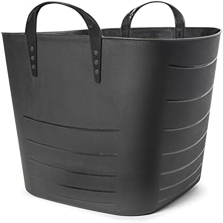 Life Story Flexible Tub Basket 25 Liter/6.6 Gallon Plastic Multifunction Storage Tote Bin with Handles, Black (6 Pack)
