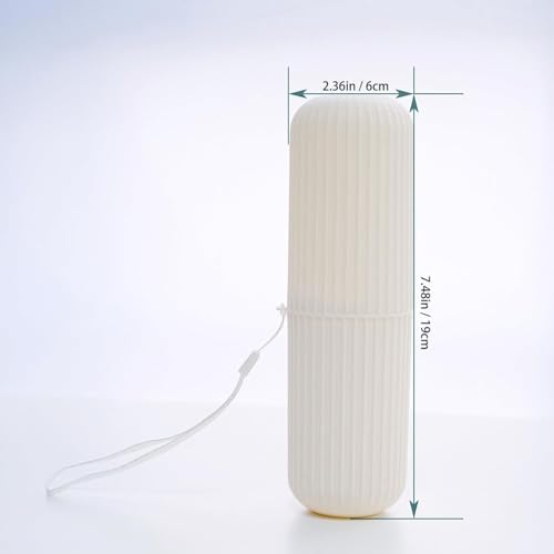 Toothbrush Travel Case Set, Portable Toothbrush Holder Multifunction Travel Cup for Traveling, Camping, Home, School, Business, Bathroom, 1 Pack Beige Toothbrush Container