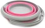 SAMMART 5L / 1.32 Gallon Collapsible Plastic Bucket - Foldable Round Tub - Portable Fishing Water Pail - Space Saving Outdoor Waterpot (5L Round, Grey/Pink)