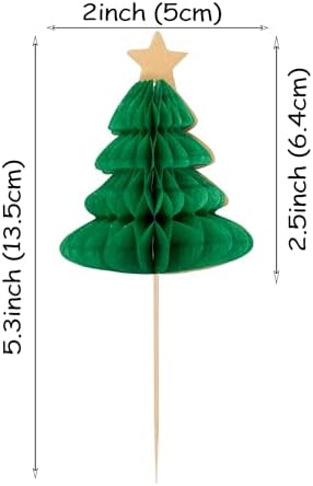 24 PCS 3D Christmas Tree Cupcake Toppers Green Xmas Cupcake Picks Merry Christmas Theme Birthday Party Decorations the birthday of Jesus Christ Theme Baby Shower Birthday Party Decoration Supplies